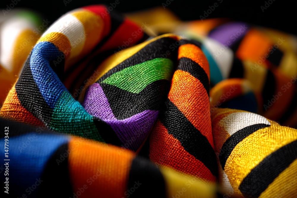 Aufkleber colorful woven fabric showcasing intricate patterns and vibrant hues in a close-up view