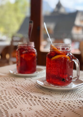 cup of tea with lemon and mint