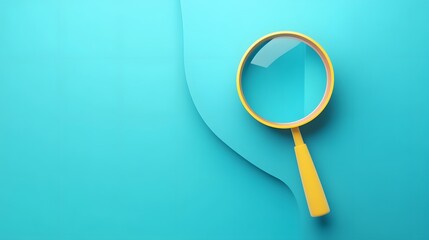 Yellow Magnifying Glass on Teal Background Search Concept Illustration