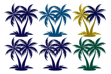 Obraz premium Tropical Logo with Coconut and Palm Trees 
