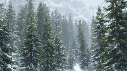 Fototapeta premium dense evergreens with snow