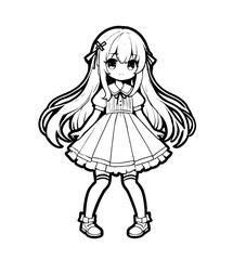 Drawn anime coloring pages illustration	