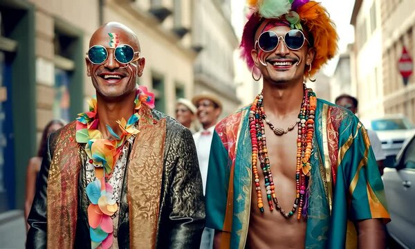 Pride Parade. Gay people celebrating LGBT freedom and love