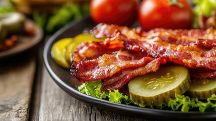 A garnished Bloody Mary cocktail sits in a clear glass, featuring a vibrant reddish-brown liquid.