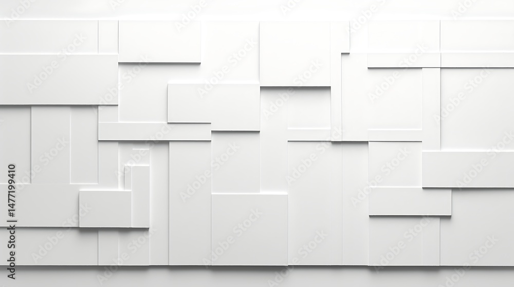 Poster minimalistic abstract white background with simple geometric cubes arranged in a clean and modern pa