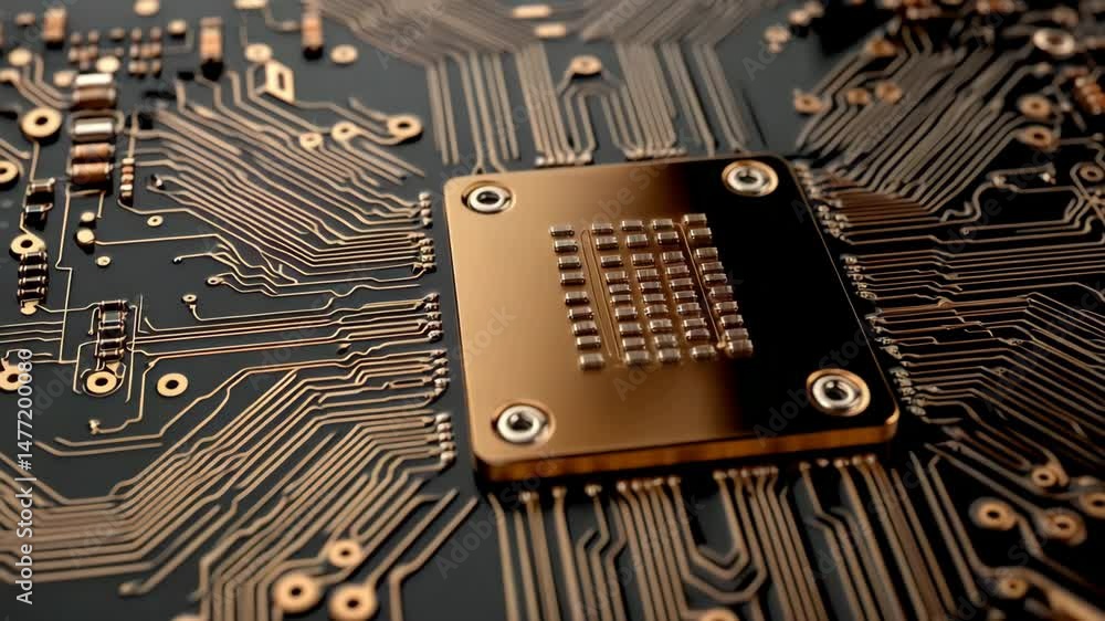 Poster circuit board closeup: a detailed and captivating photograph of a high-tech circuit board, featuring