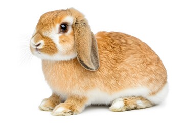 Adorable Orange Lop Rabbit Sitting Isolated White Background
