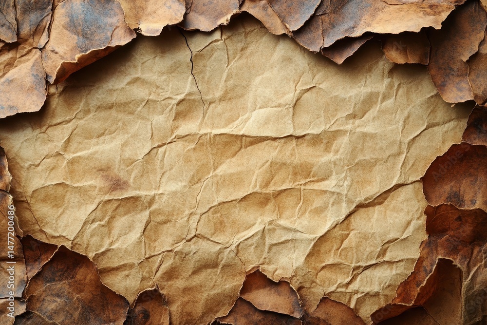 Poster textured parchment background with aged, crumpled edges and rustic feel suitable for design projects