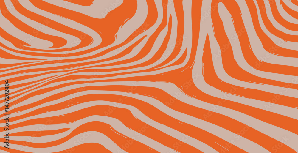 Poster wavy orange and beige stripes create a dynamic, abstract pattern. the vector illustration gives a mo