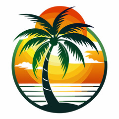 Color Coconut Tree and Palm Logo Design