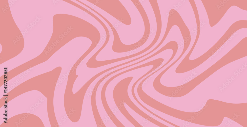 Poster wavy, curved lines in soft pink tones on a light background, creating a calm, abstract optical effec