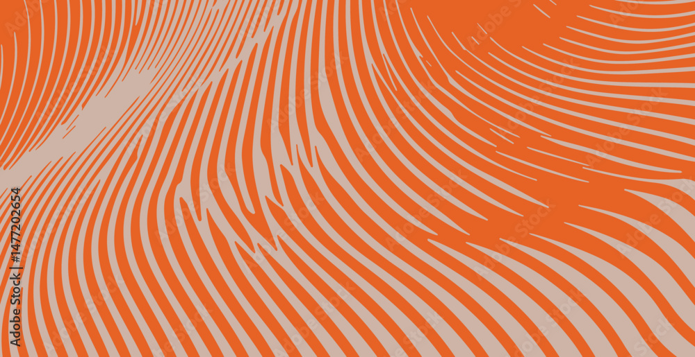 Aufkleber wavy orange and beige stripes create a dynamic, abstract pattern. the vector illustration gives a mo