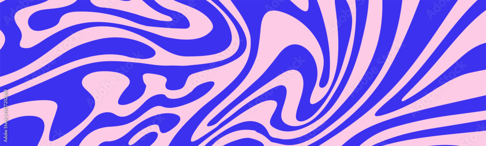 Leinwandbilder Abstract vector illustration with flowing wavy blue lines on a pink background, creating a dynamic and modern optical effect, ideal for digital design, posters, or contemporary art.
