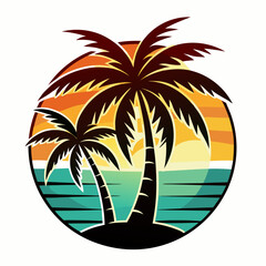 Color Coconut Tree and Palm Logo Design