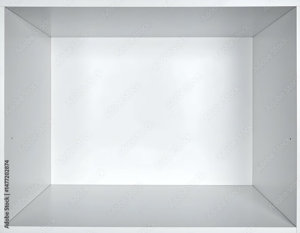 Poster empty white shelf, minimalist interior design, clean background for product placement. perfect for s