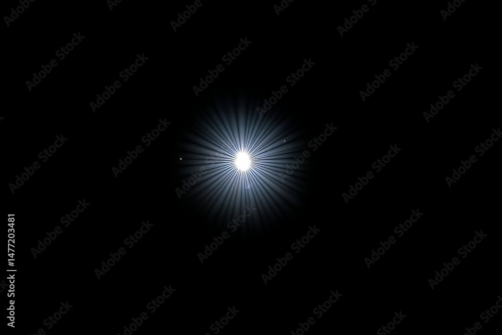 Leinwandbilder Bright light emitting rays in a dark environment showcasing vibrant patterns and textures around the source