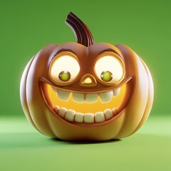 Grinning Pumpkin with Bright Smile and Glowing Expression