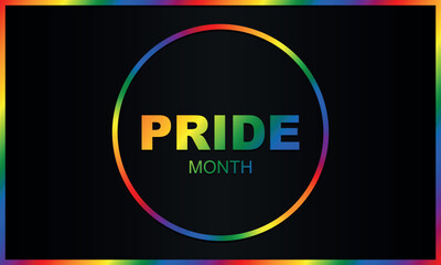 Pride month inscription on black background vector illustration.