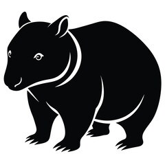 Stylized Black Silhouette Illustration of a Wombat Standing on All Fours in an Artistic Style