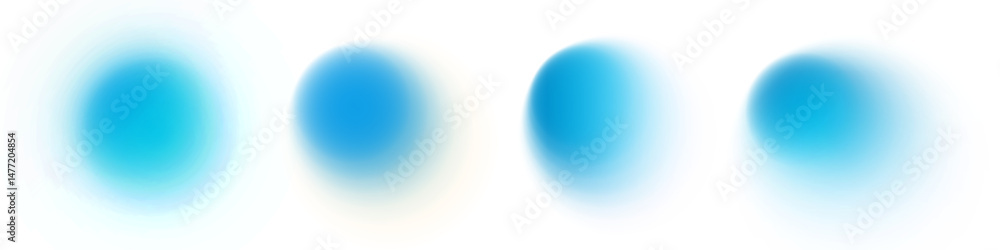 Aufkleber gradient abstract shapes with soft blur and fluid texture. blue hues. holographic y2k style with cir