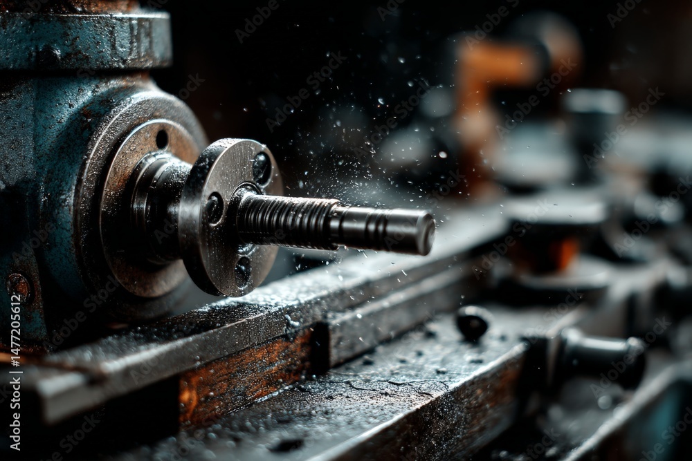 Poster metalworking process in a machine shop captures precision and craftsmanship in action
