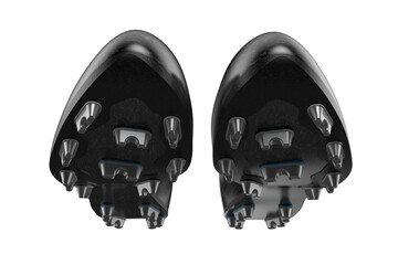 CONCEPT INNOVATION OF FULL Forged Carbon Composite SHOES SPORT, Modern Black Football Boot for Optimal Grip Lacing and Cleat Pattern, TRAIL RUNNING TRAINER SHOES SNEAKER on a PNG Transparent