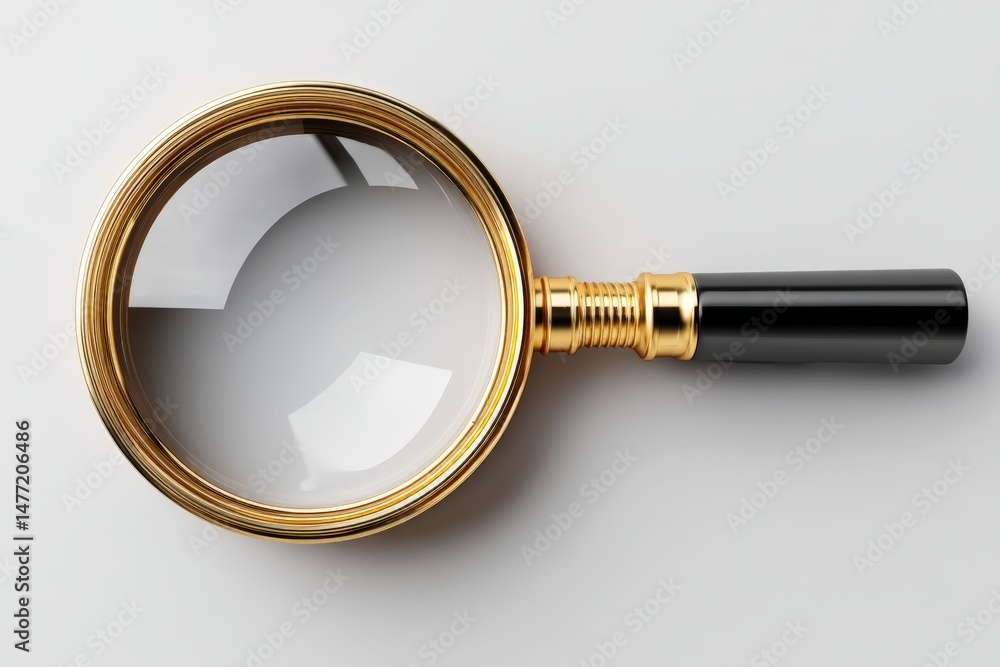 Aufkleber Magnifying glass resting on a clean surface ready for detailed examination of objects or texts