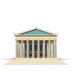 Fototapeta premium Classical Building Facade with Columns and Steps. An illustration of a grand, neoclassical structure.