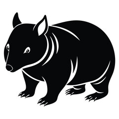Isolated Black Wombat Illustration Marsupial with Sturdy Build and Small Ears