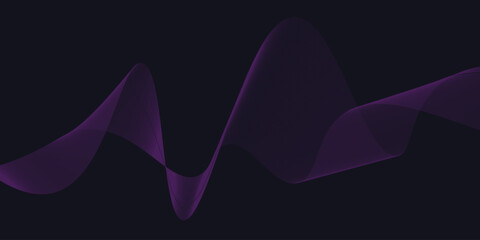 Purple background with flowing wave lines. Futuristic technology concept. Suit for website, poster, flyer, banner.