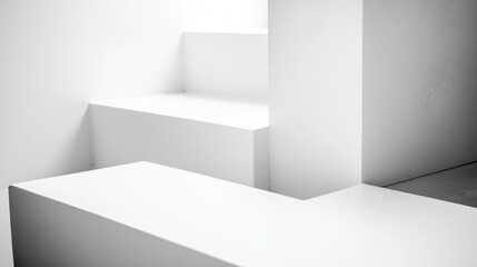 Fototapeta premium Abstract monochrome geometric textures, minimalist architecture. Pure forms and subtle contrasts in a structured composition.