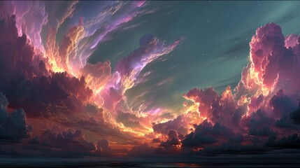 Abstract colorful sunset cloudscape