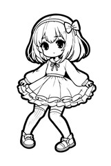 Drawn anime coloring pages illustration	