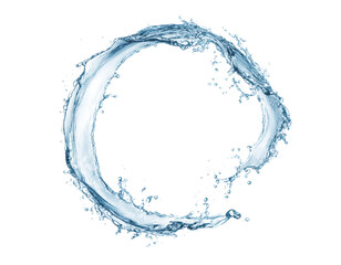 fresh water splash in round swirl shape isolated on white or transparent png
