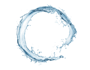 fresh water splash in round swirl shape isolated on white or transparent png