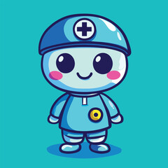 Doctor man mascot cute cartoon no details solid background bright
