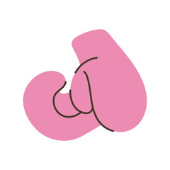 Vibrant pink boxing gloves, equipment for combat sports. Minimalist clip art