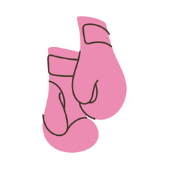 Pair of pink boxing gloves for training and fitness. Simple clip art