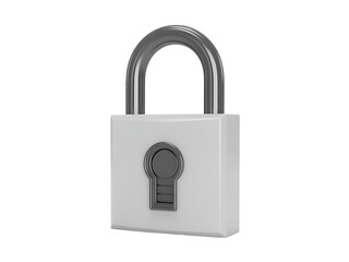 Naklejka premium Secure white padlock with metallic shackle isolated on white background for privacy concepts
