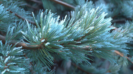 frost on evergreen needles