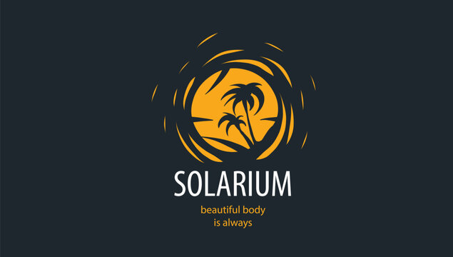 Hand-drawn vector logo on a black background for a solarium