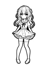 Drawn anime coloring pages illustration	