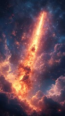 Massive Falling Star Lighting Up Cosmic Sky High Resolution Illustration