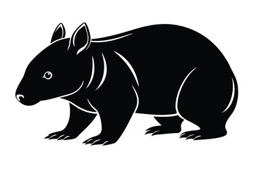 Stylized Illustration of a Silhouetted Wombat, Vector Graphic Design Element, Australia Nature