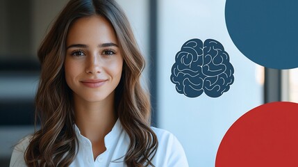 Clean modern brochure for a sports psychology service features a calm brain icon and generous blank space for therapy program details conveying hope support and professional care