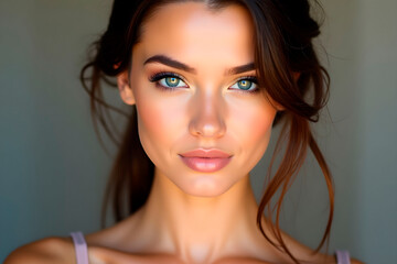 beautiful girl  on transparent background for advertising cosmetics, shampoos, creams