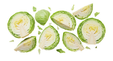 Fresh Brussels Sprouts: Halved and Whole on White