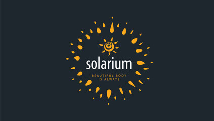 Hand-drawn vector logo on a black background for a solarium