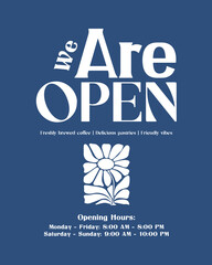vector design We Are Open, for coffee shop post with a typography focus, ideal for an Instagram feed
