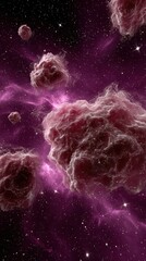 Ethereal Space Scene with Pink and Purple Cosmic Clouds Against a Starry Background Capturing the Beauty of the Universe and Its Infinite Depths